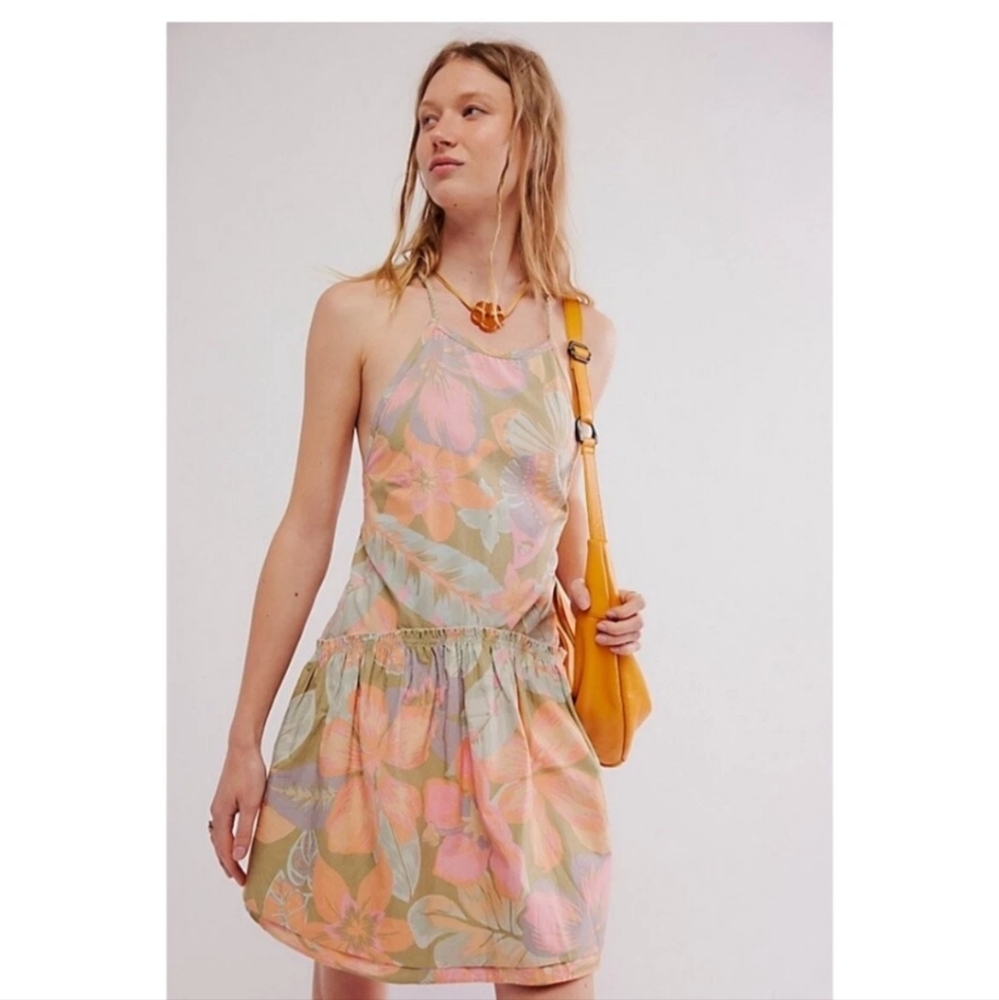 Free People Deserted Island Mini Dress Rainforest Combo Xsmall,smal Summer Beach - Picture 12 of 14